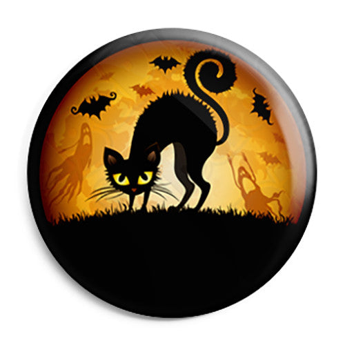 Halloween Night Cat - Trick or Treat Button Badge