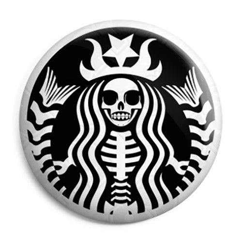 Starbucks Coffee Skull - Horror Button Badge