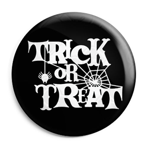 Trick or Treat Spider Web - Halloween Button Badge