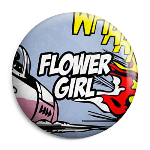 Flower Girl - Whaam Comic Art Theme Wedding Pin Button Badge