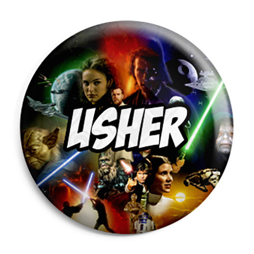 Usher - Star Wars Film Movie Theme Wedding Pin Button Badge