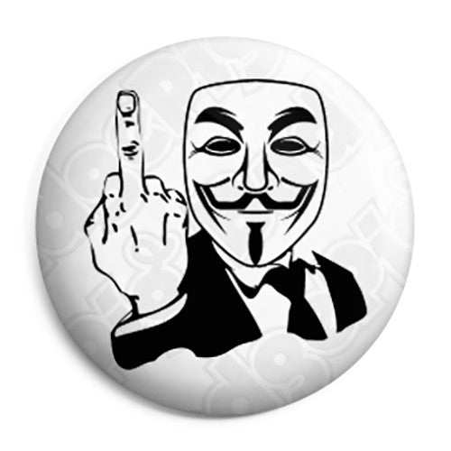 Anonymous - The Finger - Offensive Hacktivist Button Badge