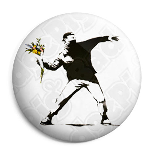 Banksy Riot Flower Thrower - Graffiti Button Badge