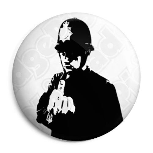 Banksy Rude Policeman - Graffiti Button Badge