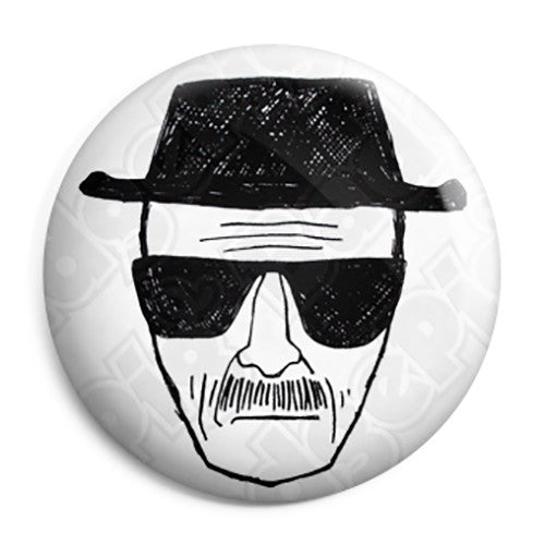 Breaking Bad - Walt Heisenberg Face Sketch - Button Badge
