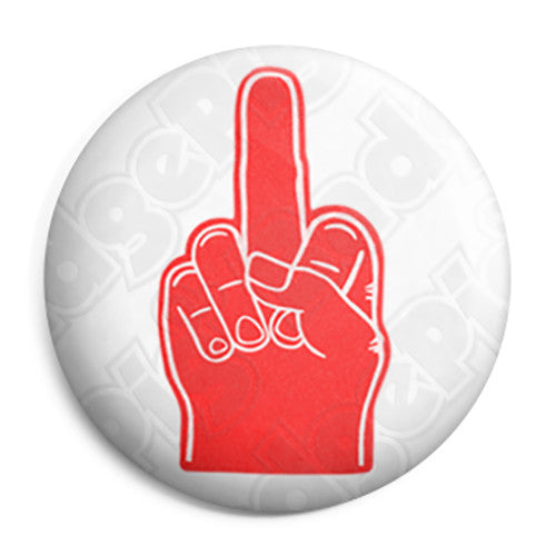 Middle Foam Hand Finger - Offensive Button Badge