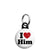 I Love Him - Romantic Valentine Heart Mini Keyring
