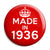 Made in 1936 - Keep Calm Birthday Year of Birth Pin Button Badge