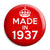 Made in 1937 - Keep Calm Birthday Year of Birth Pin Button Badge