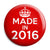 Made in 2016 - Keep Calm Birthday Year of Birth Pin Button Badge
