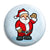 Santa Claus Cartoon Wave - Christmas Xmas Button Badge