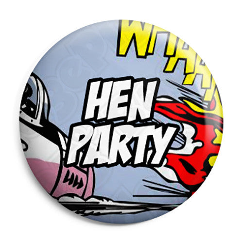 Hen Party - Whaam Comic Art Theme Wedding Pin Button Badge