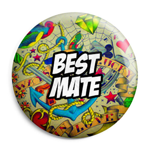 Best Mate - Tattoo Theme Wedding Pin Button Badge