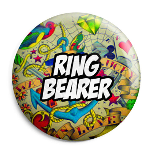 Ring Bearer - Tattoo Theme Wedding Pin Button Badge