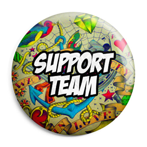 Support Team - Tattoo Themed Wedding Button Pin Badge